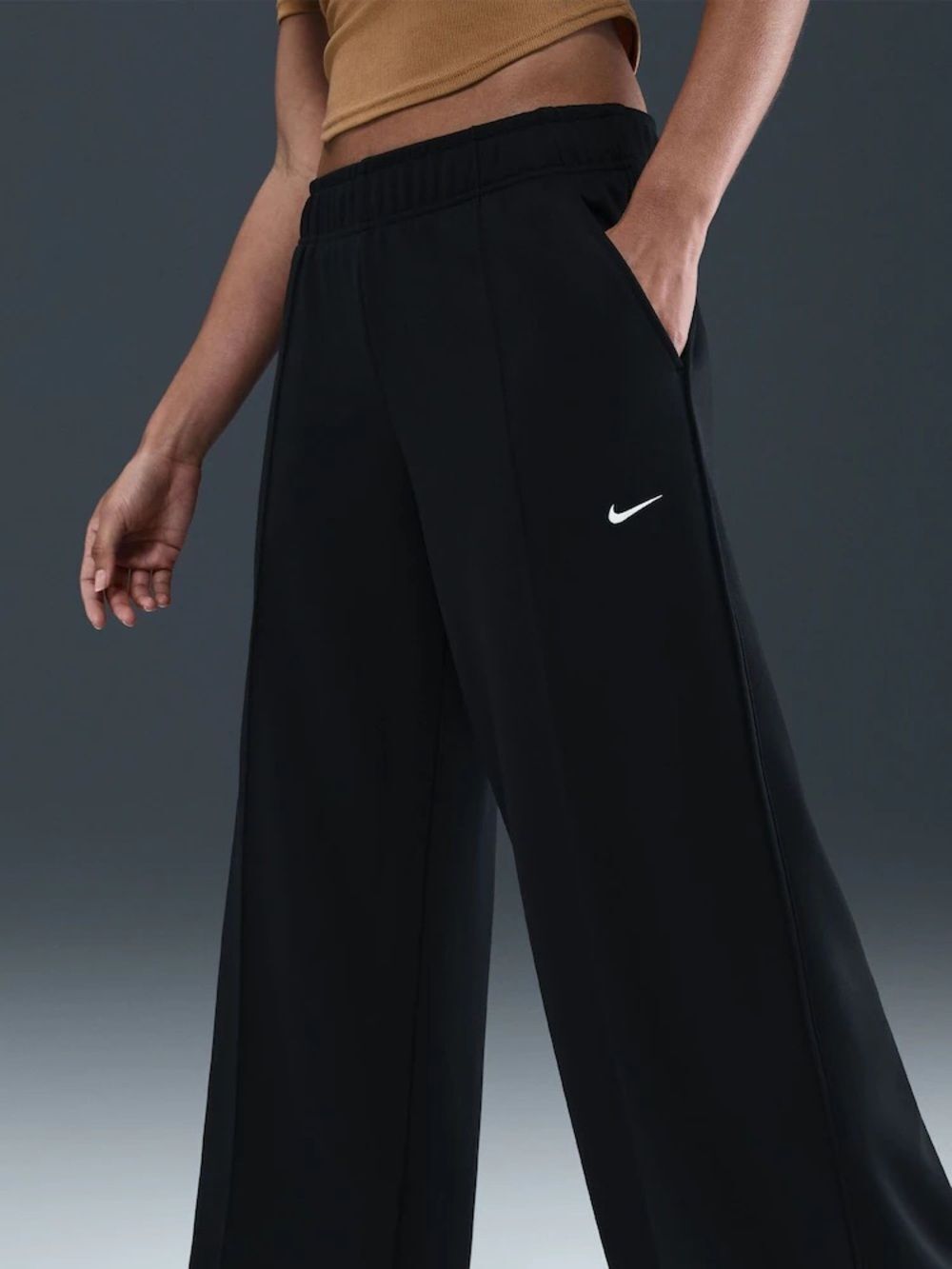 Nike Palazzo Wide Leg Black Sweatpants W/ Pockets Womens Size Small CU6156-010 - Picture 2 of 11